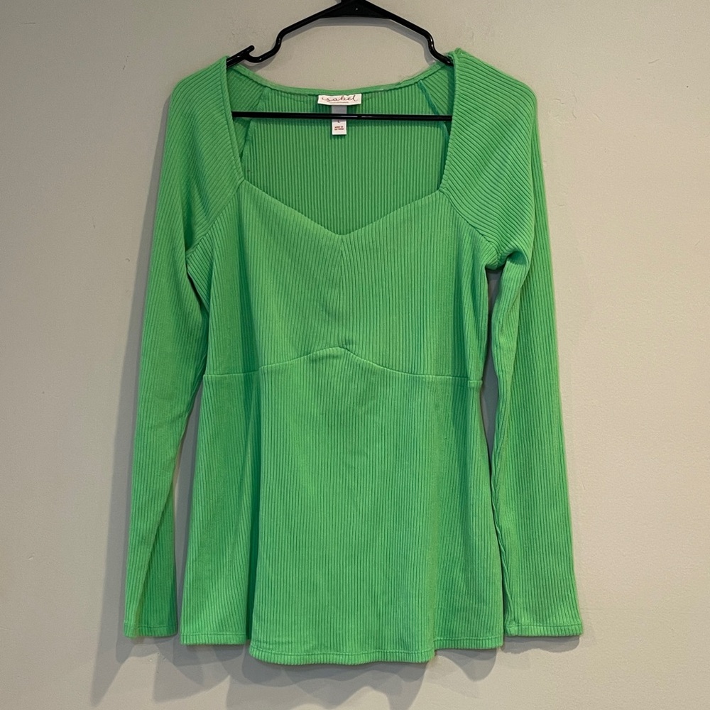 Isabel Vibrant Green Long Sleeve Top Size L